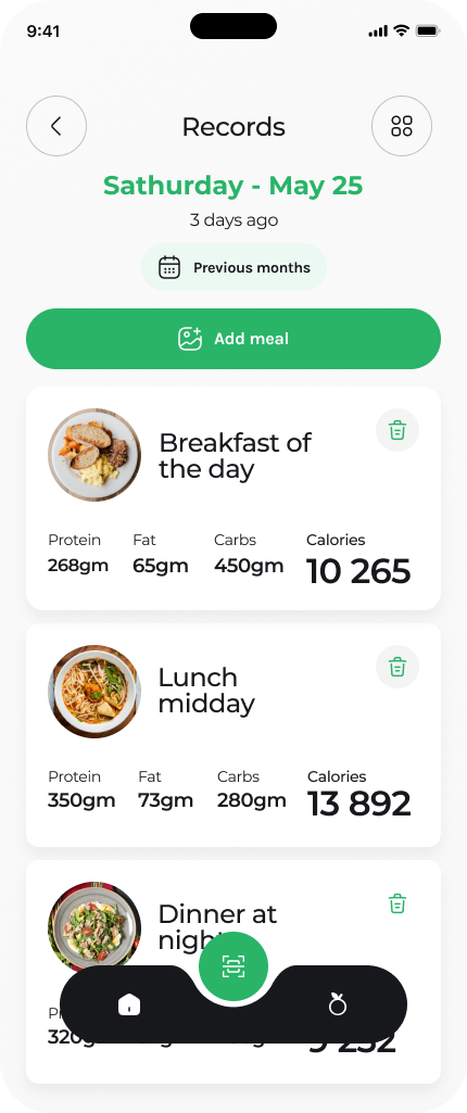 Instacalorie meal records